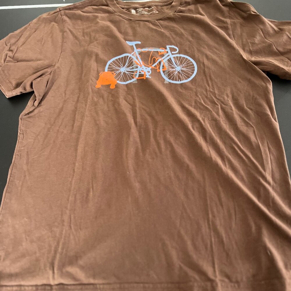Men's brown short sleeve T-Shirt Bike & Dog Size L